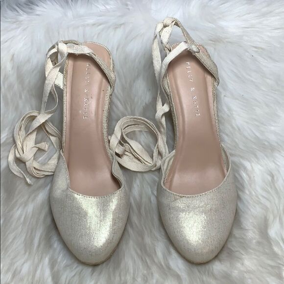 Kelly & Katie Hanah Metallic Wedge Sandals Sz 9.5 - Picture 2 of 7